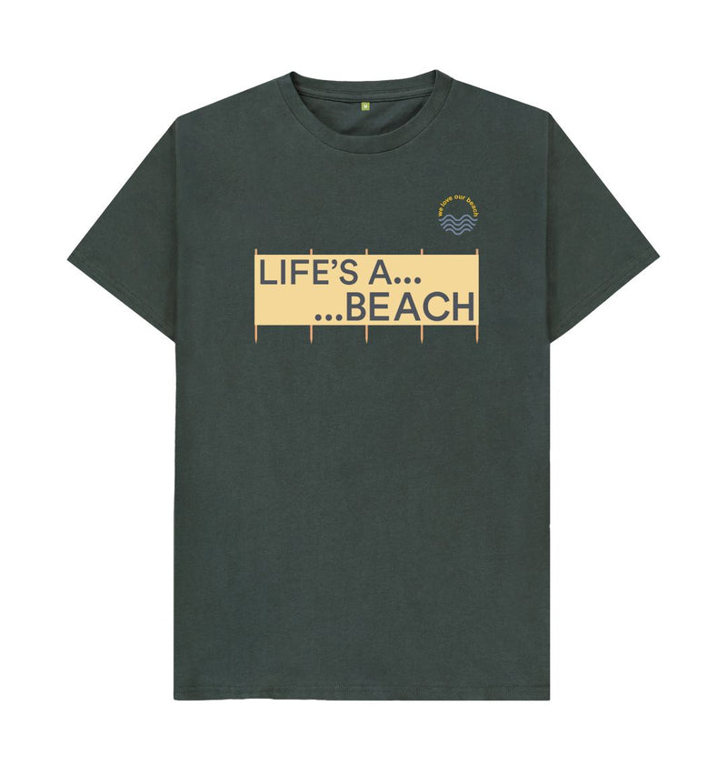 Dark Grey Life's a Beach Windbreak Organic Cotton T-shirt