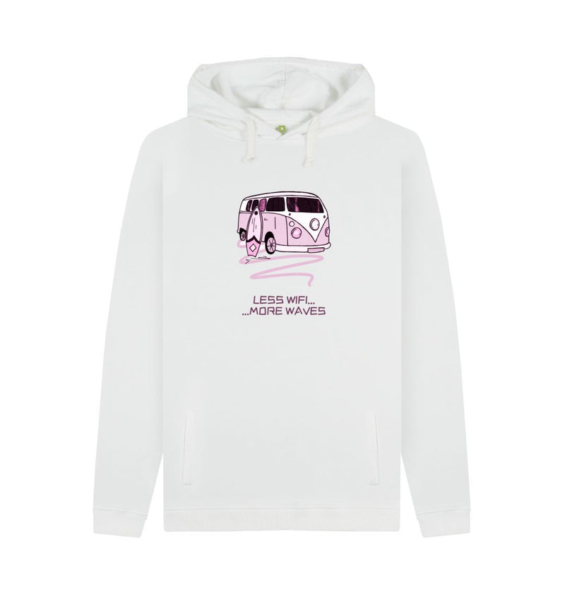 White Pastel Pink Surf Van Organic Cotton Hoody