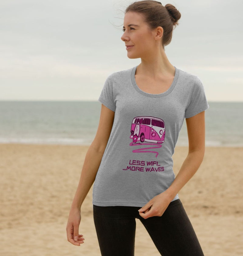 Coral Pink Surf Van Women's Scoop Neck Organic Cotton T-shirt