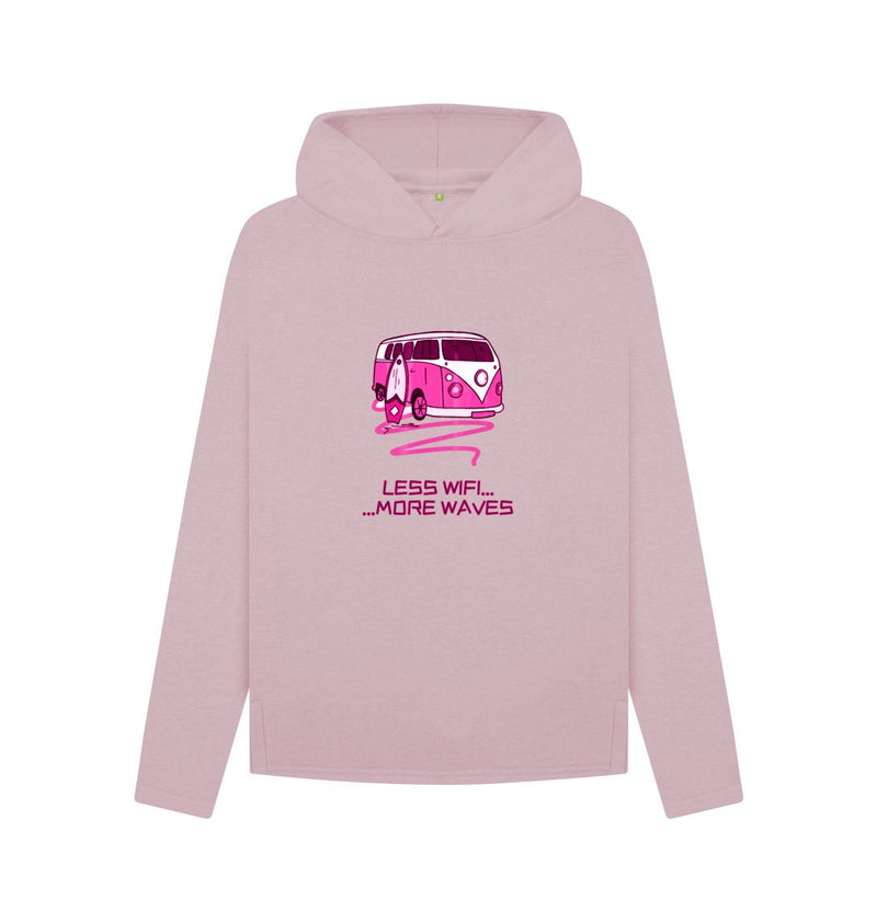 Coral Pink Surf Van Women's Relaxed Fit Organic Cotton Hoody