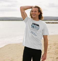 White Pastel Blue Surf Van Organic Cotton T-shirt