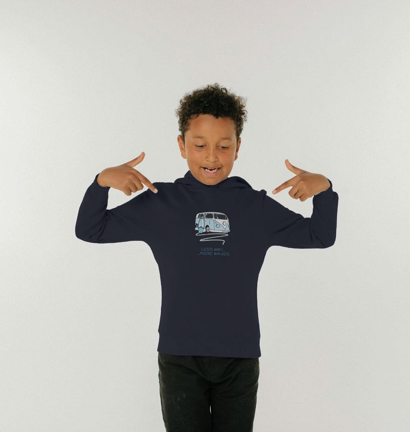 Navy Blue Pastel Blue Surf Van Children's Organic Cotton Hoody