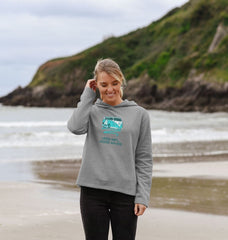 Athletic Grey Coral Turquoise Women's Relaxed Fit Organic Cotton Hoody