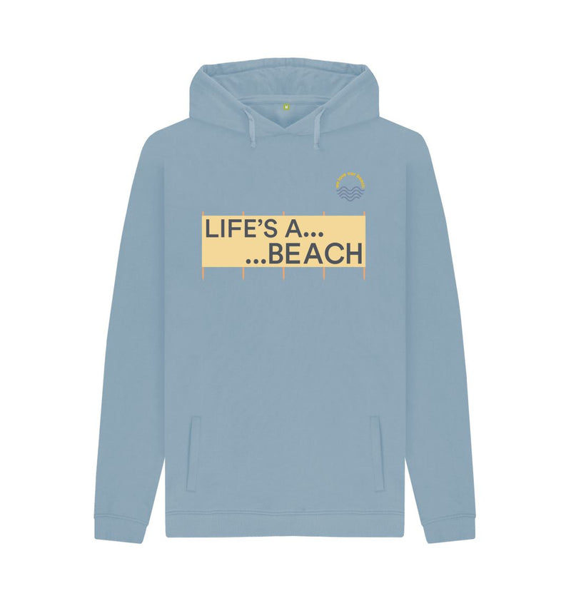 Light Heather Life's a Beach Windbreak Organic Cotton Hoody