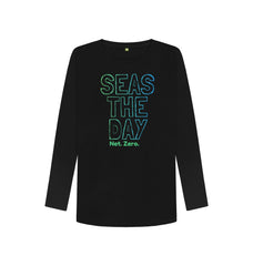 Navy Blue Seas the day Organic Cotton Women's Long Sleeve T-shirt