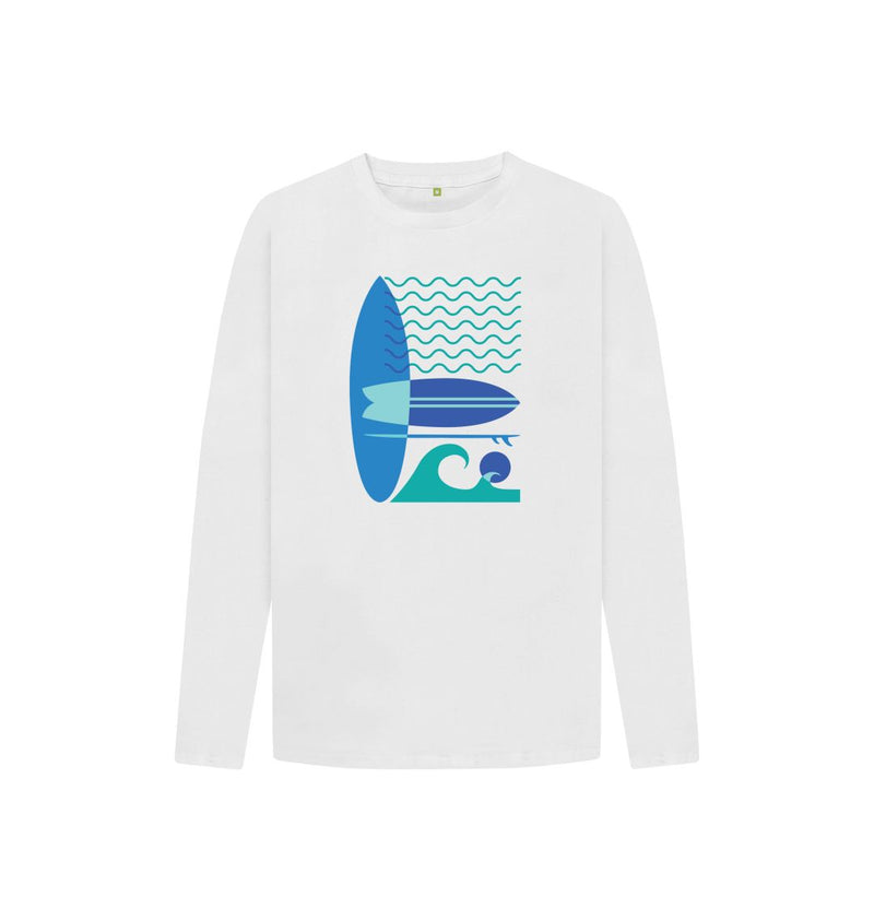 Navy Blue Sea Surf Wave Children's Organic Cotton Long Sleeve T-shirt