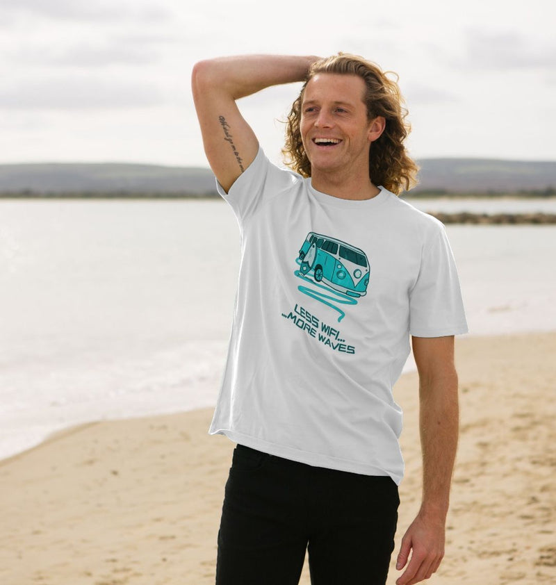 White Coral Turquoise Surf Van Organic Cotton T-shirt