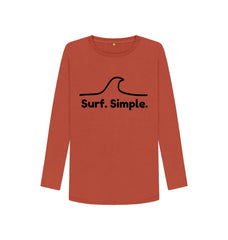 Athletic Grey Surf Simple. Women's Organic Cotton Long Sleeve T-shirt