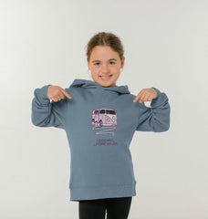 Navy Blue Pastel Pink Surf Van Children's Organic Cotton Hoody