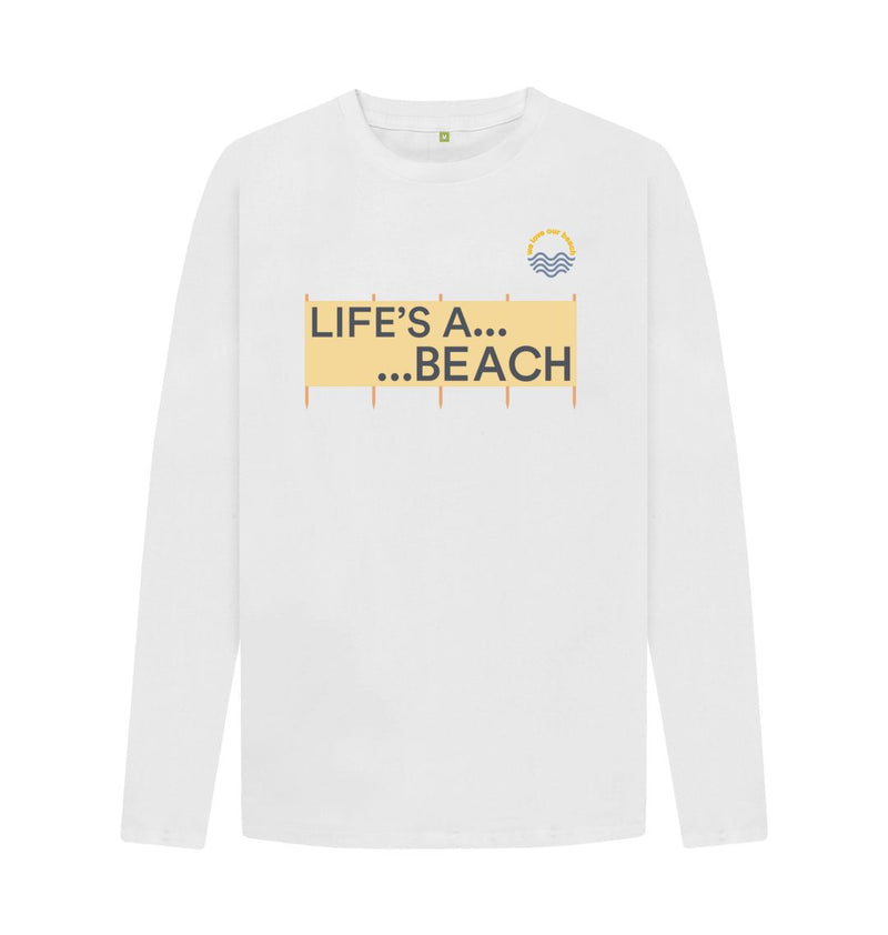 Black Life's A Beach Windbreak Organic Cotton Long Sleeve T-shirt