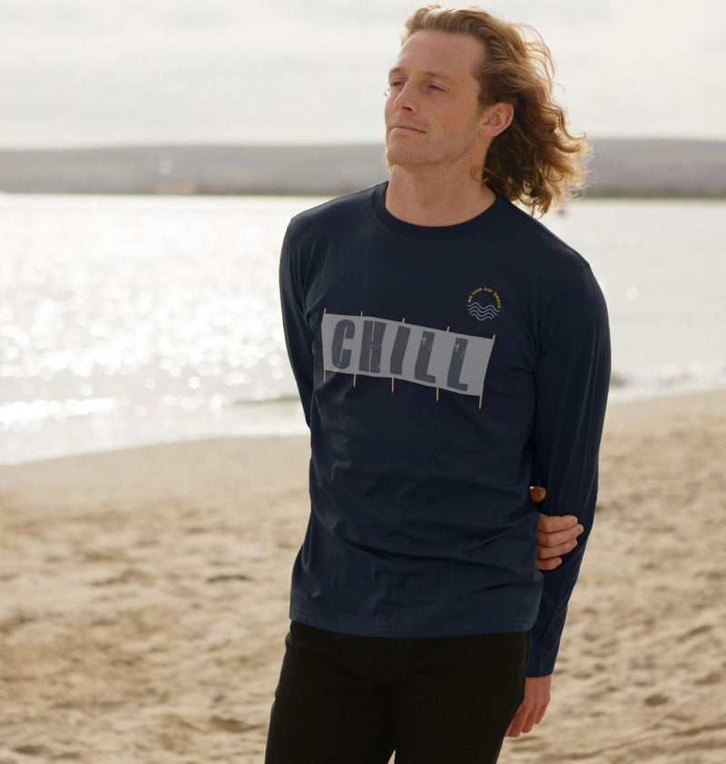 Navy Blue Chill Windbreak Organic Cotton Long Sleeve T-shirt